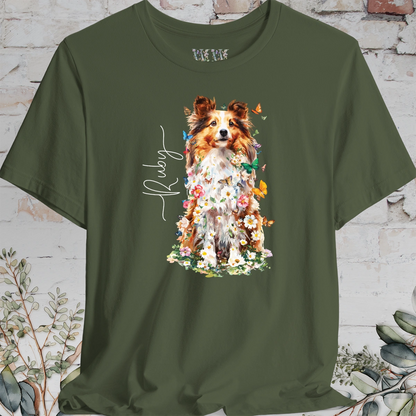 Shetland Sheepdog #6 Floral Personalized T shirt
