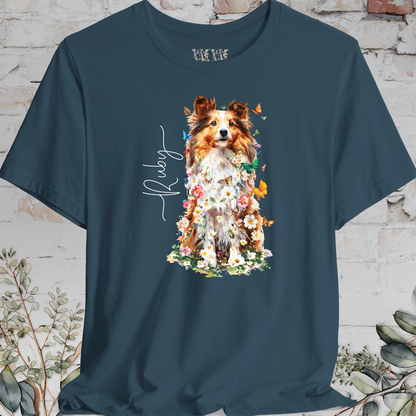 Shetland Sheepdog #6 Floral Personalized T shirt