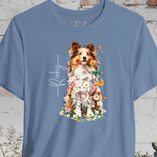 Shetland Sheepdog #6 Floral Personalized T shirt