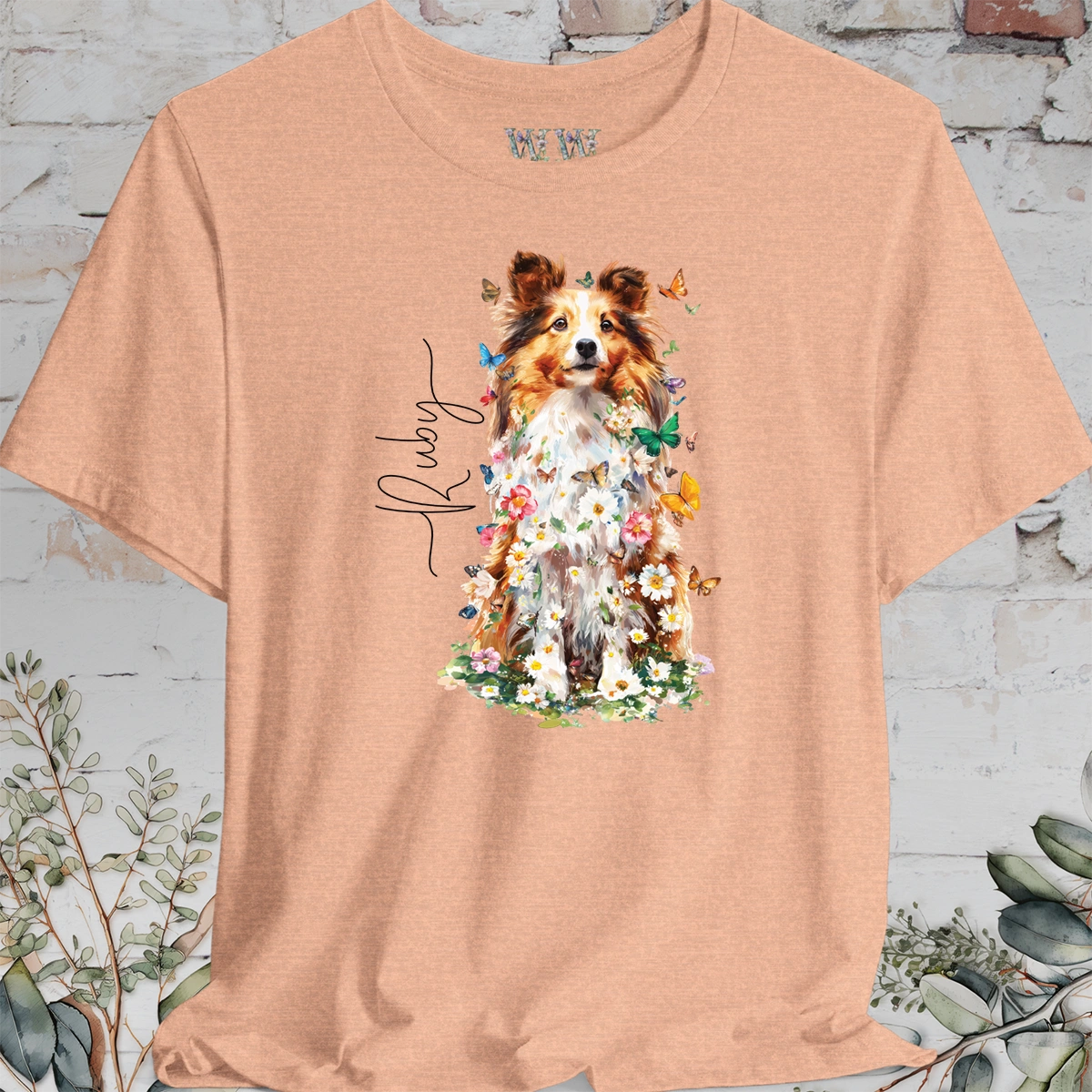 Shetland Sheepdog #6 Floral Personalized T shirt