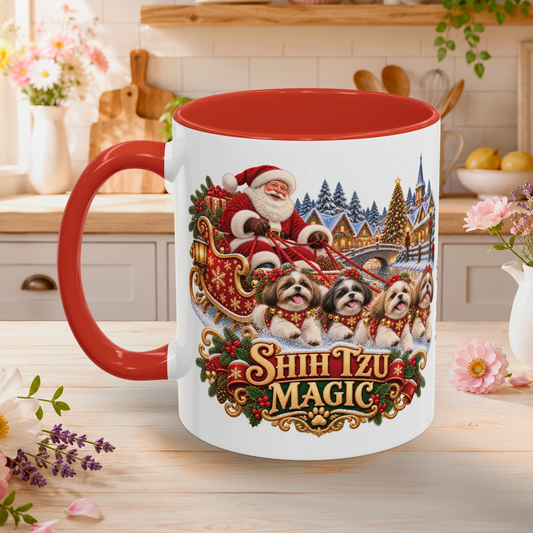 Shih Tzu Magic, personalised accent colour 11oz mug