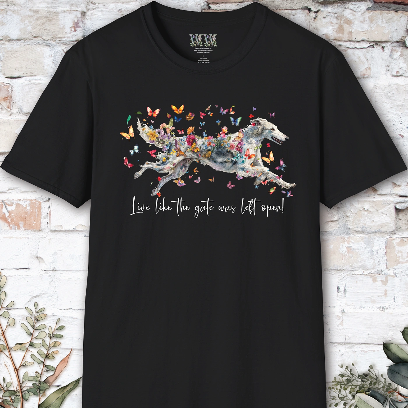 Silken Windhound #1 Live like the gate was left open, unisex T-Shirt
