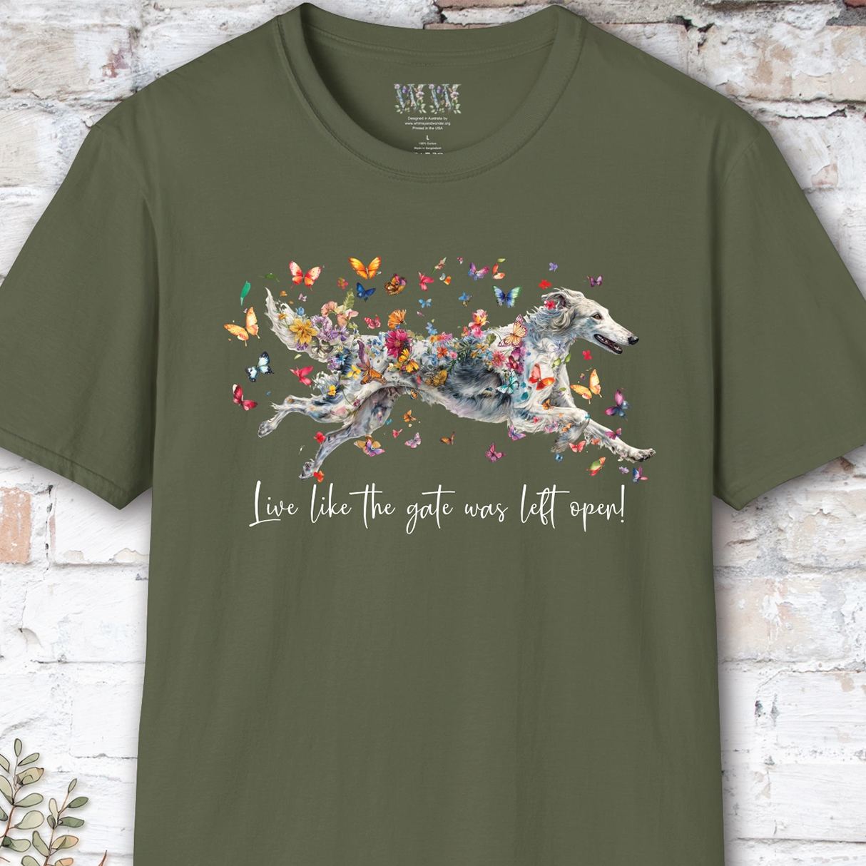 Silken Windhound #1 Live like the gate was left open, unisex T-Shirt