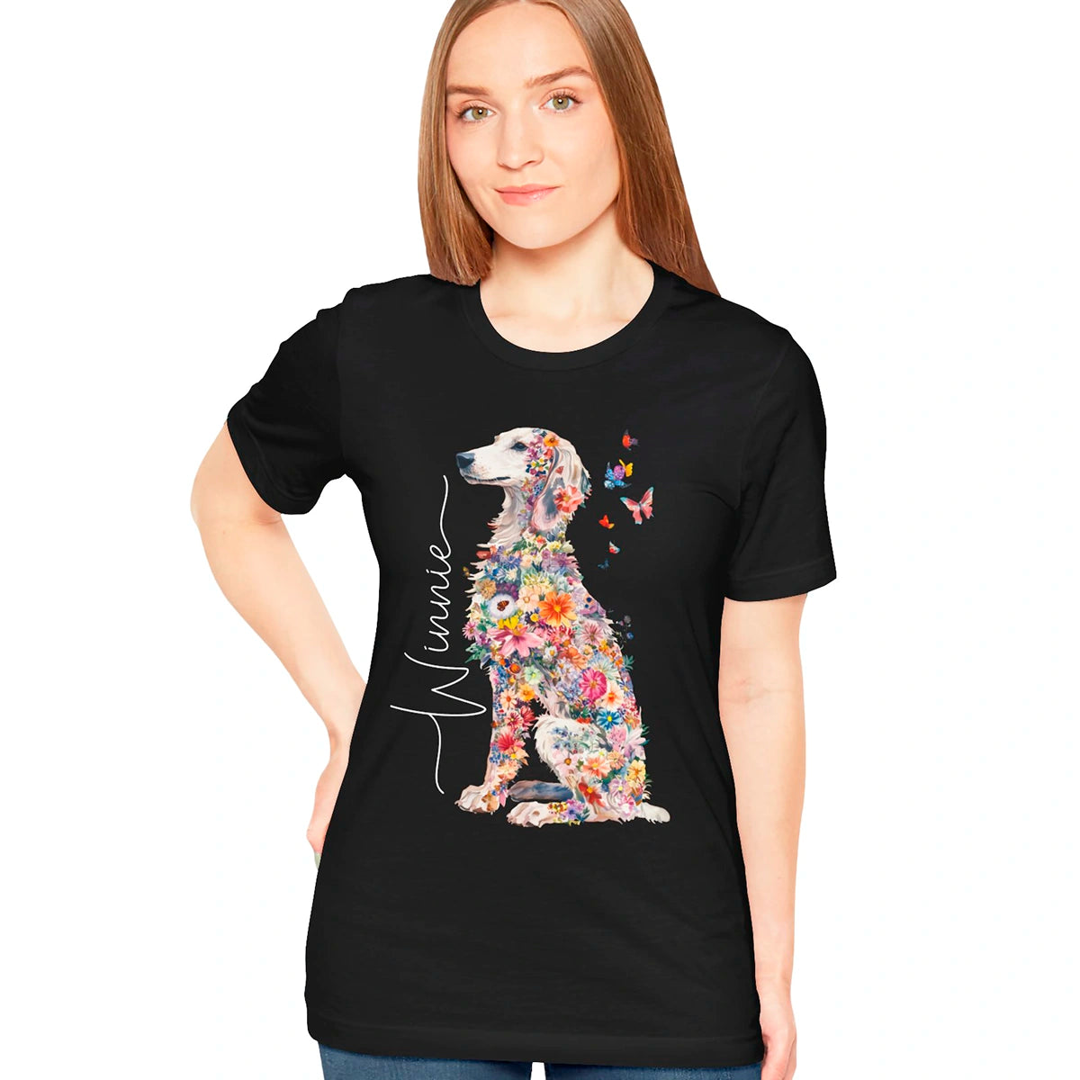 Saluki #1 Floral Personalized T shirt