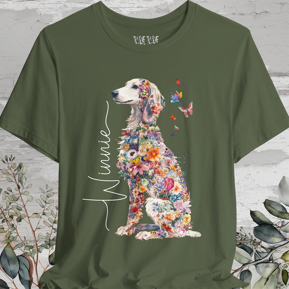 Saluki #1 Floral Personalized T shirt