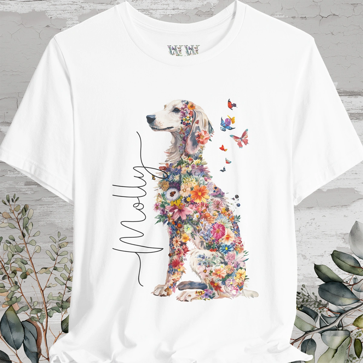 Saluki #1 Floral Personalized T shirt