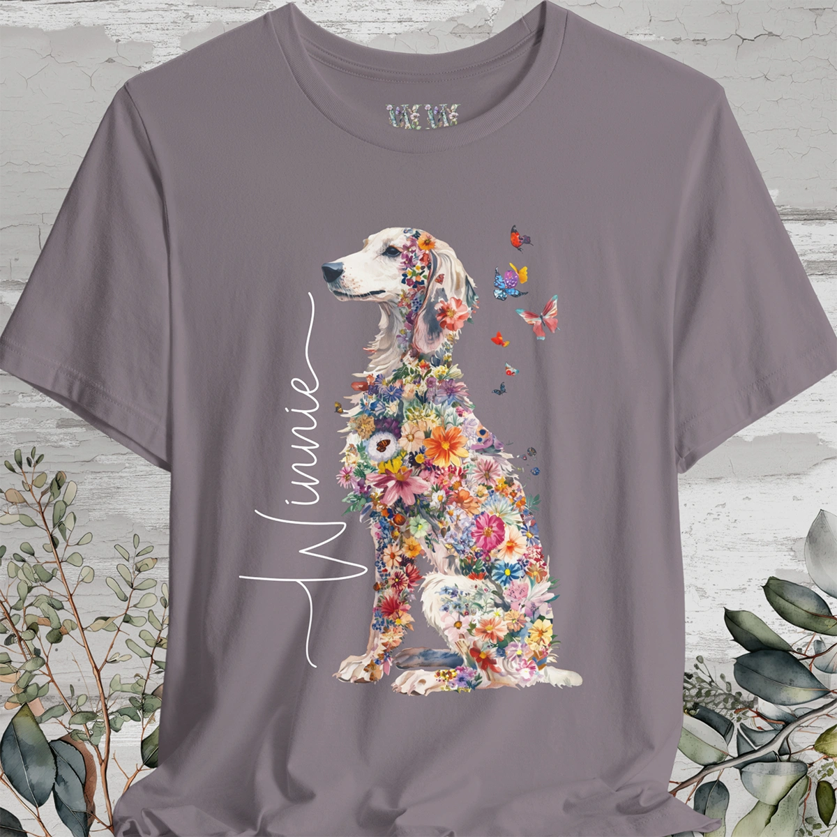 Saluki #1 Floral Personalized T shirt