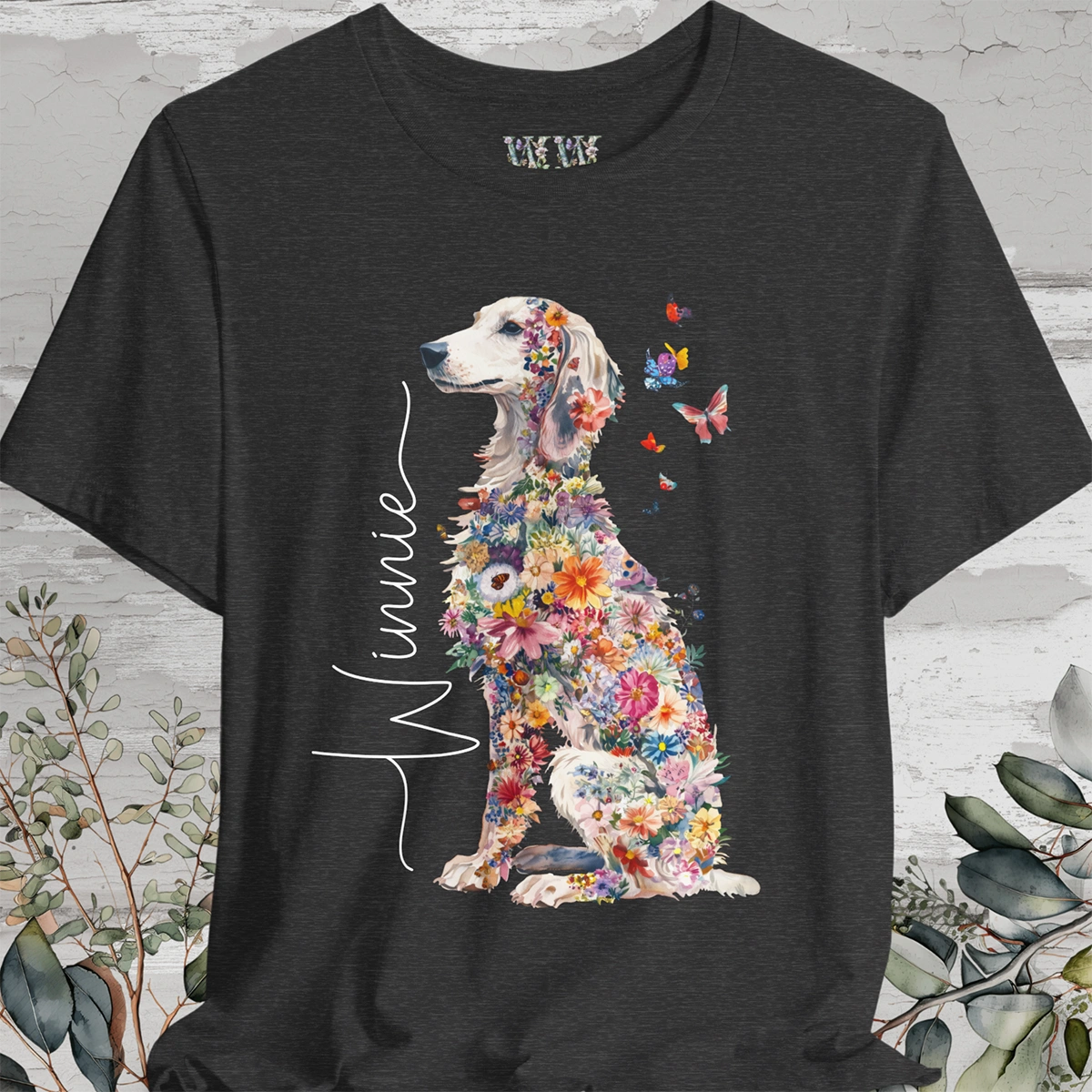 Saluki #1 Floral Personalized T shirt