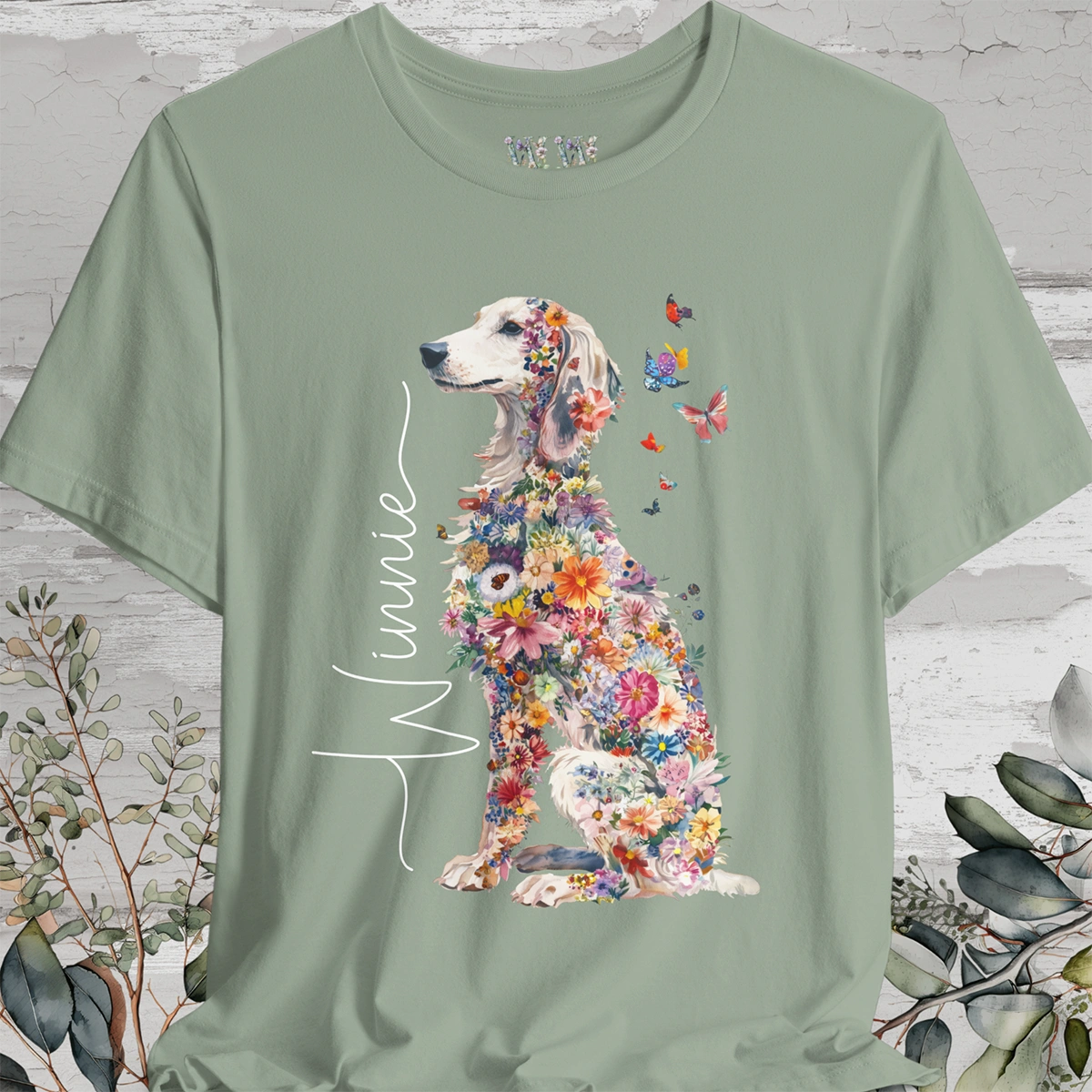 Saluki #1 Floral Personalized T shirt