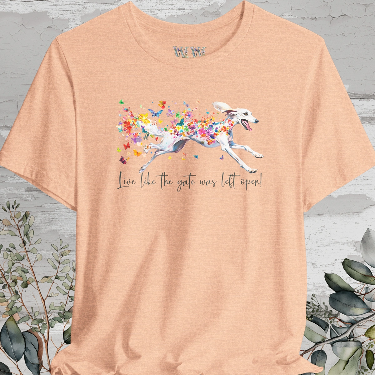 Saluki #1 "Live like the gate was left open" Unisex T shirt