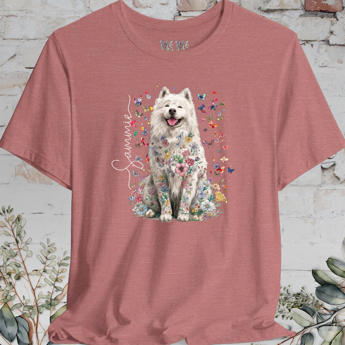 Samoyed #2 Floral Personalized T shirt