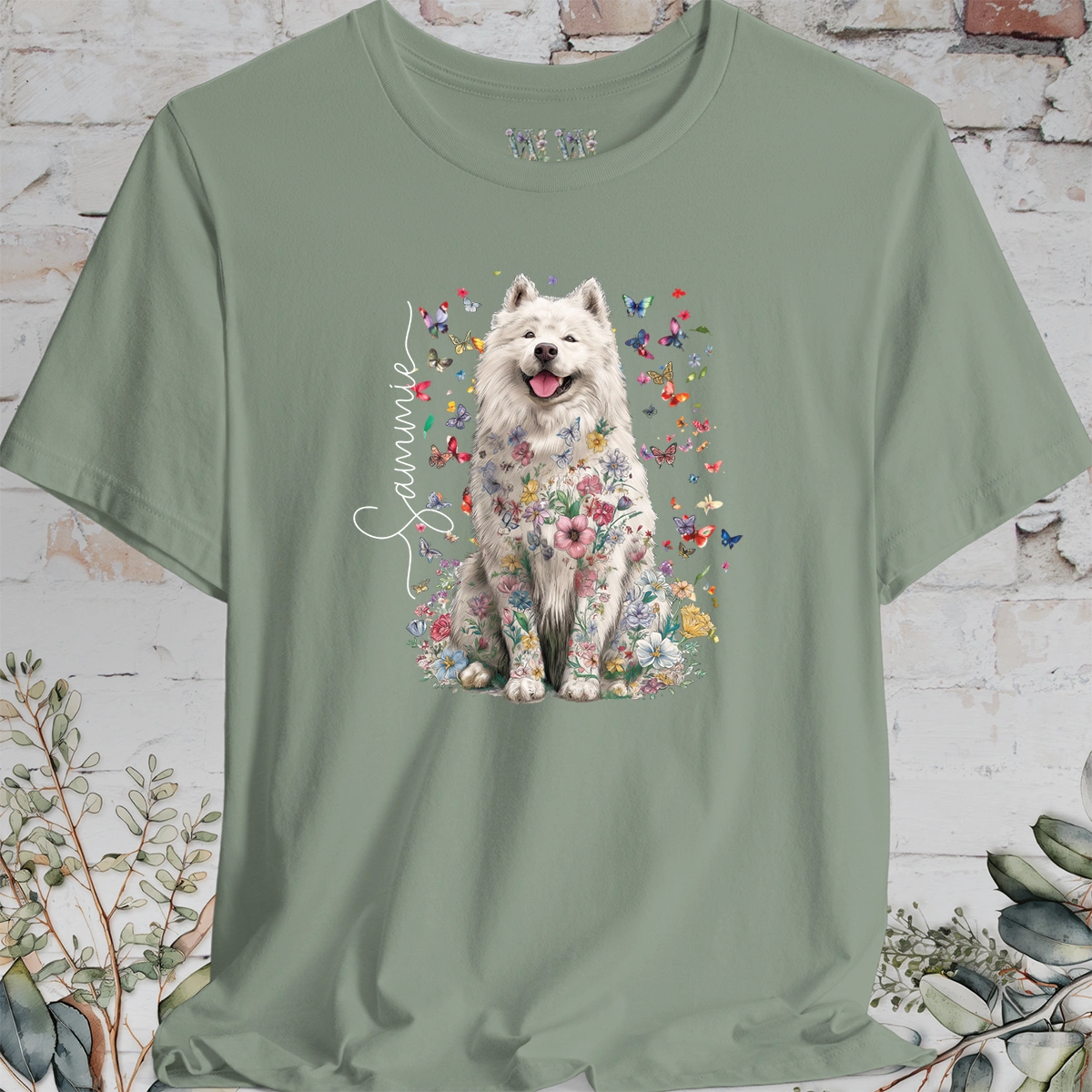 Samoyed #2 Floral Personalized T shirt