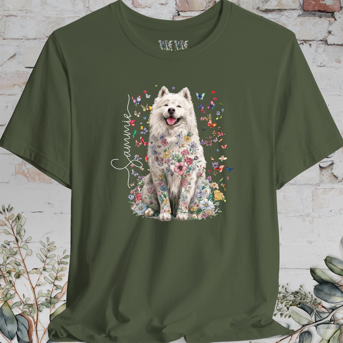 Samoyed #2 Floral Personalized T shirt