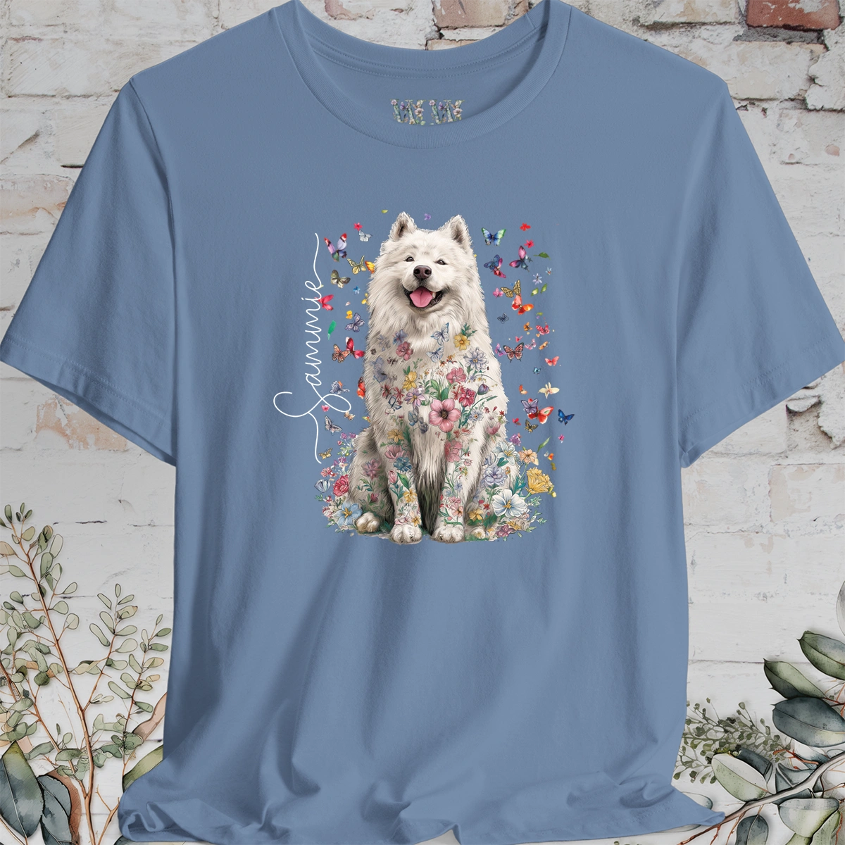 Samoyed #2 Floral Personalized T shirt