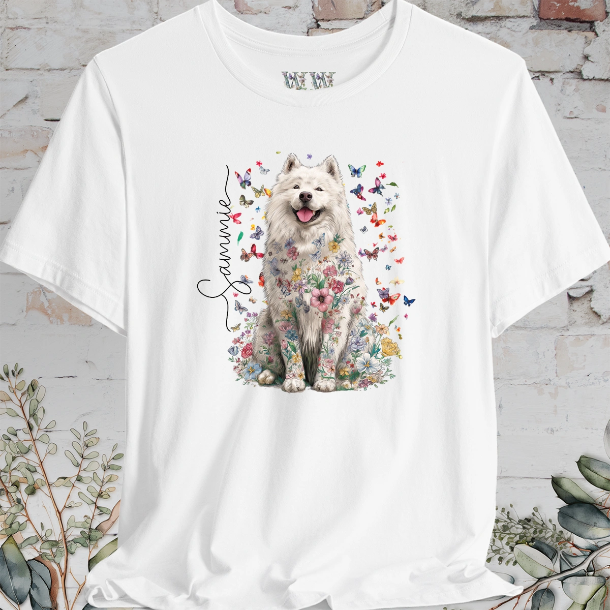 Samoyed #2 Floral Personalized T shirt