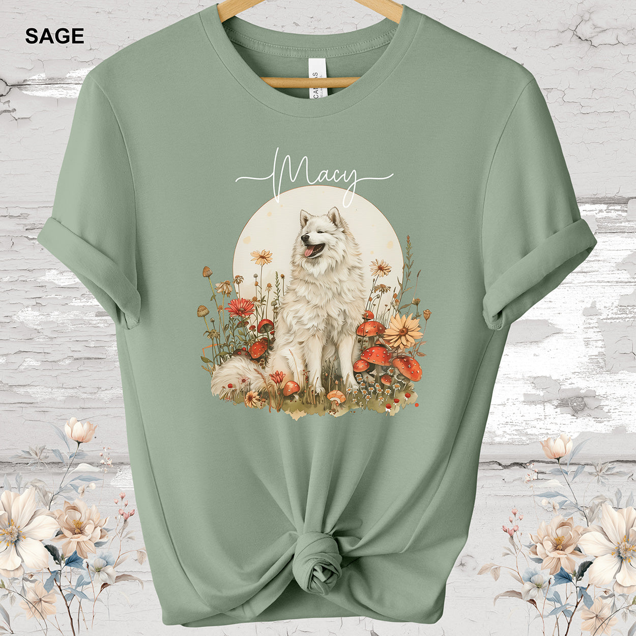 Samoyed Personalized Cottage Garden T shirt