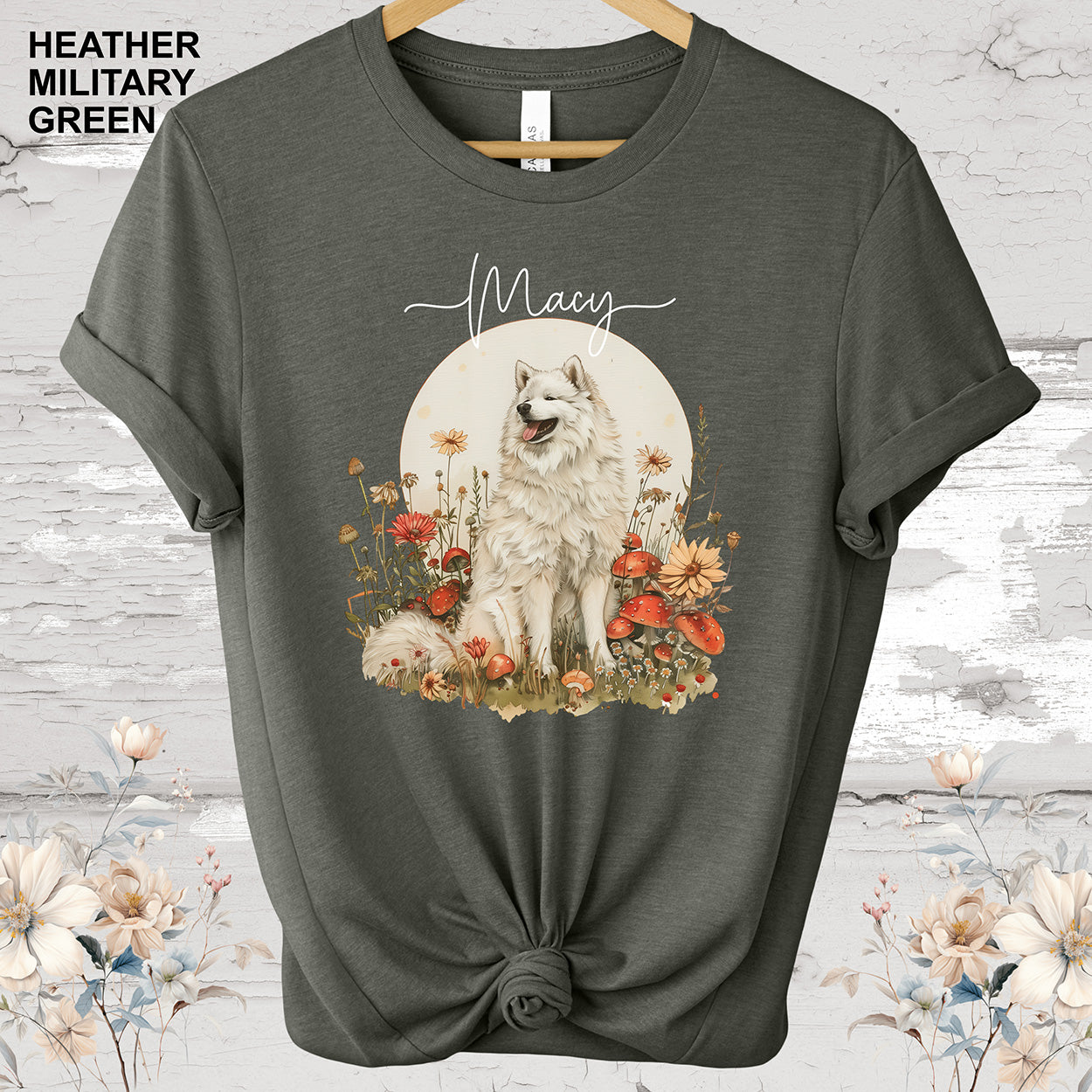 Samoyed Personalized Cottage Garden T shirt