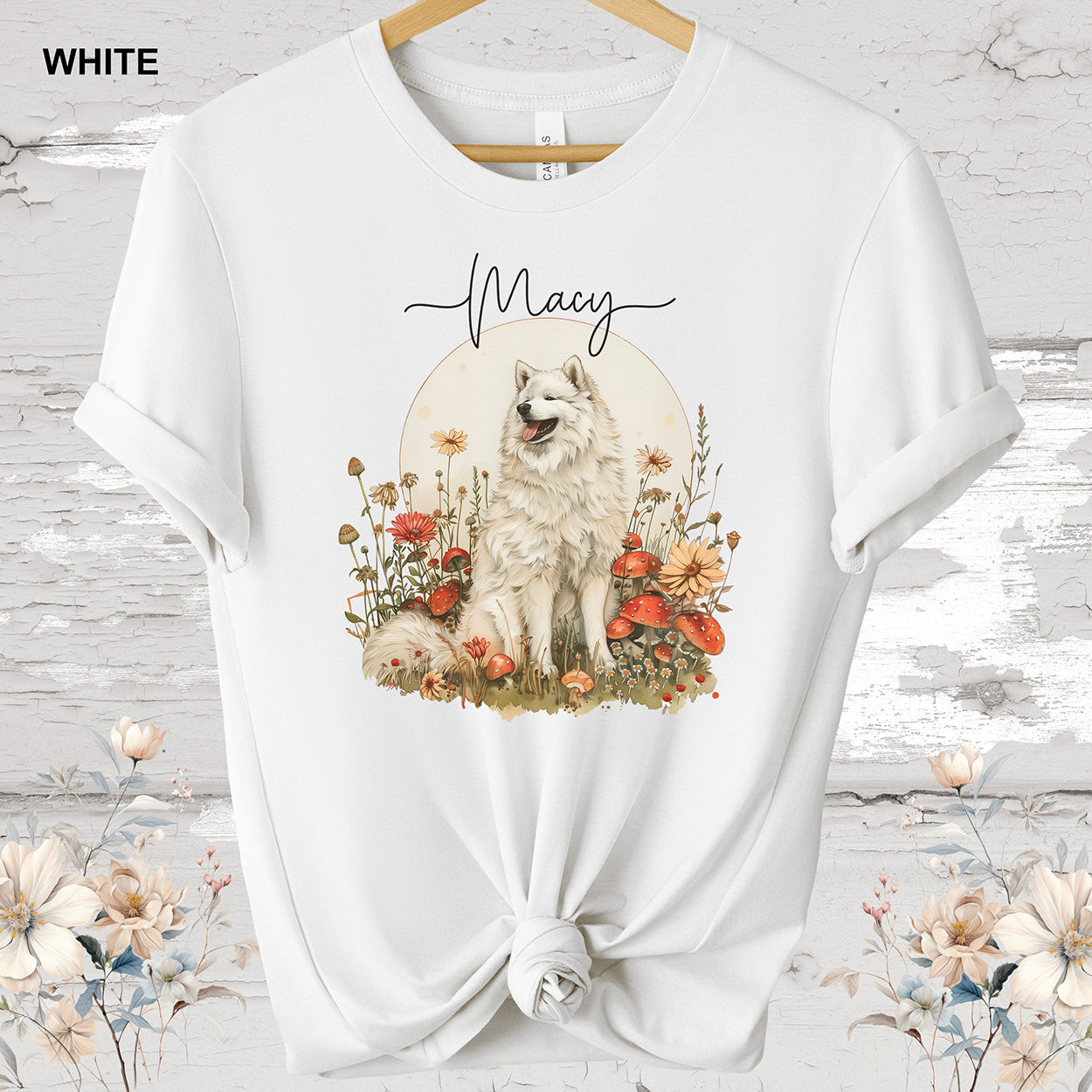 Samoyed Personalized Cottage Garden T shirt