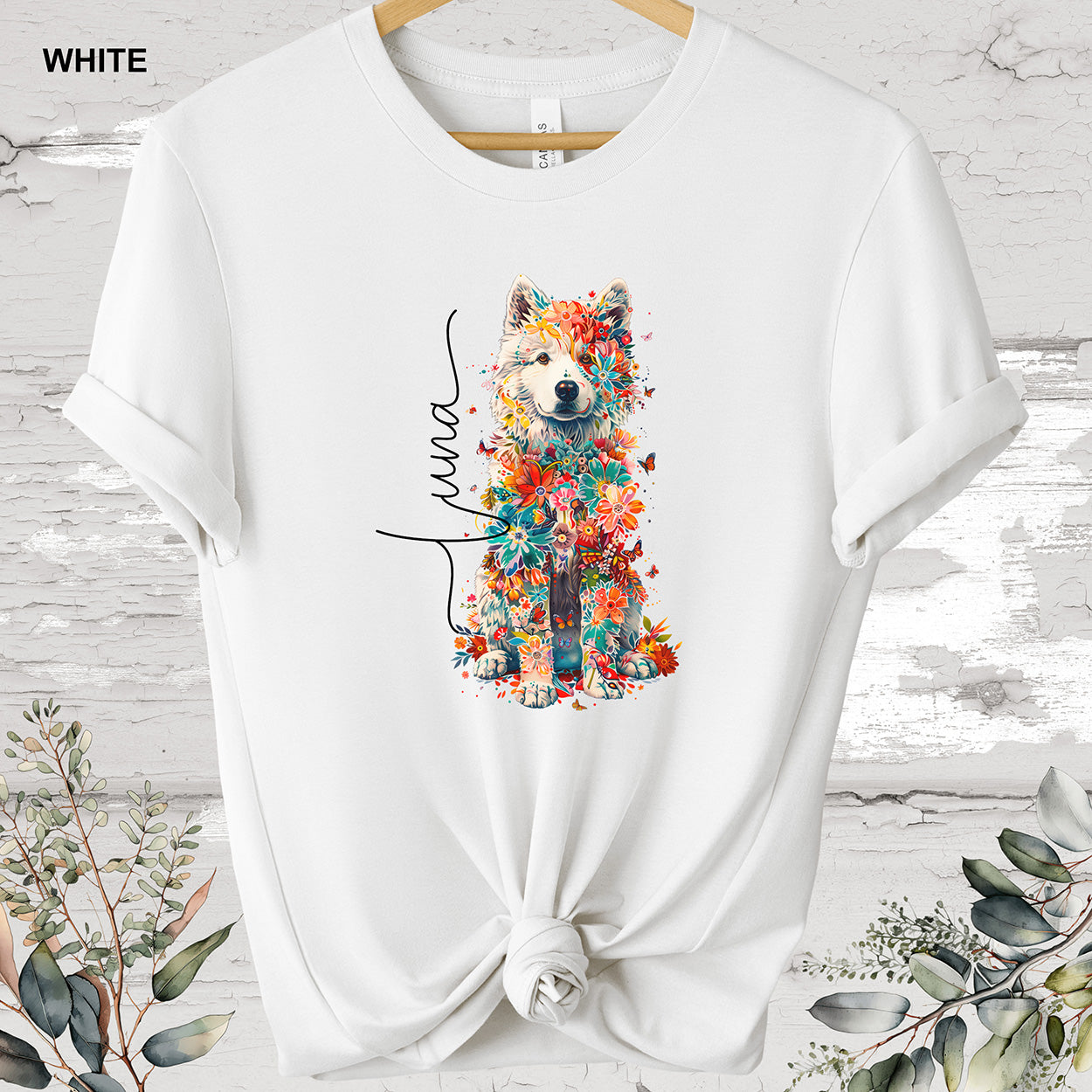 Samoyed Personalized Floral T shirt