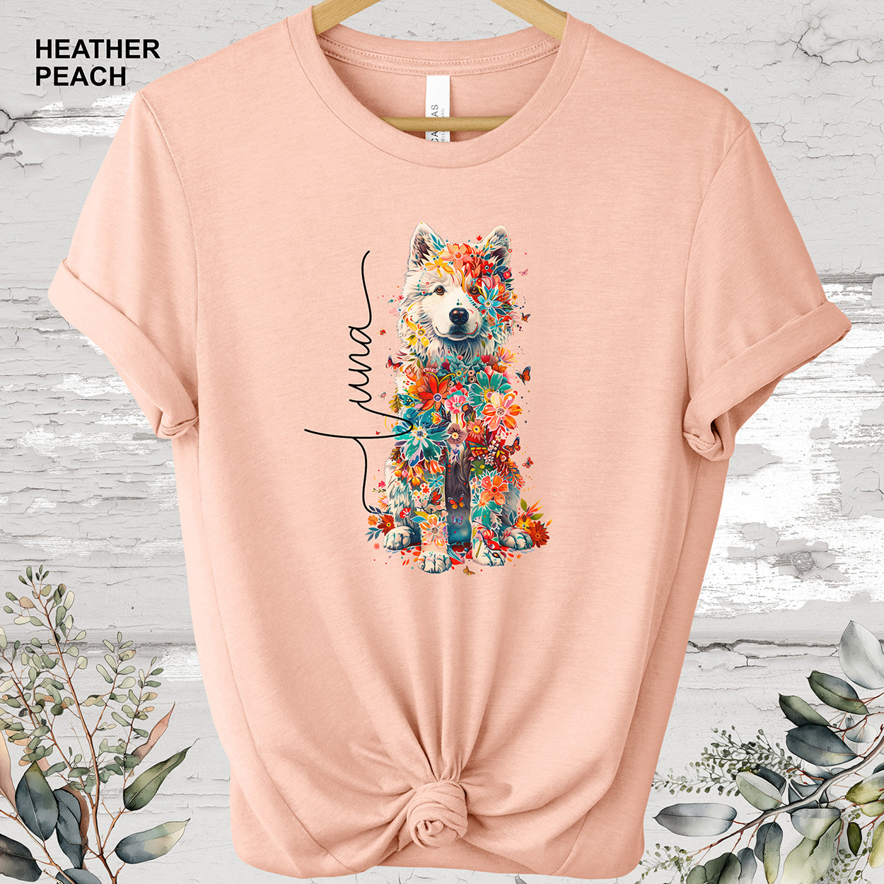 Samoyed Personalized Floral T shirt