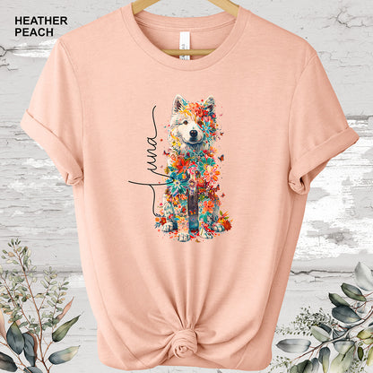 Samoyed Personalized Floral T shirt