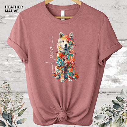 Samoyed Personalized Floral T shirt