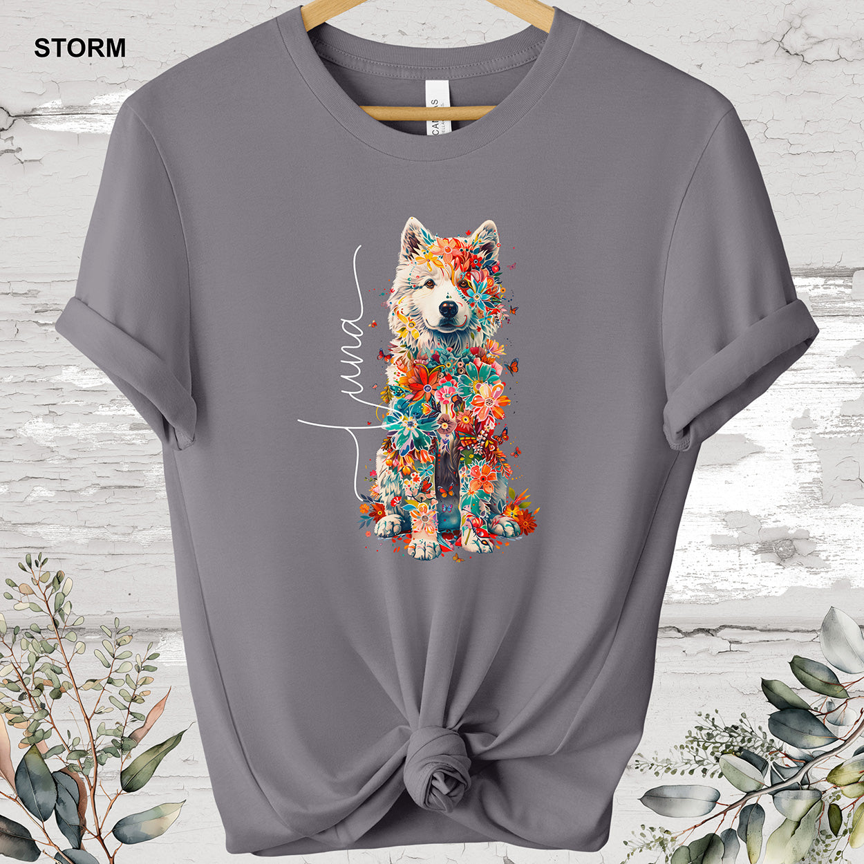 Samoyed Personalized Floral T shirt