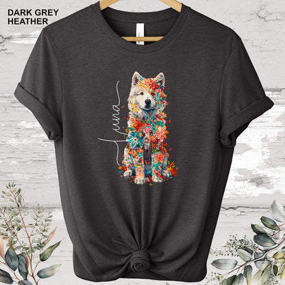 Samoyed Personalized Floral T shirt