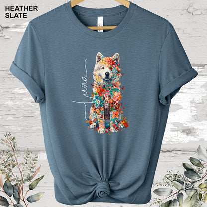 Samoyed Personalized Floral T shirt