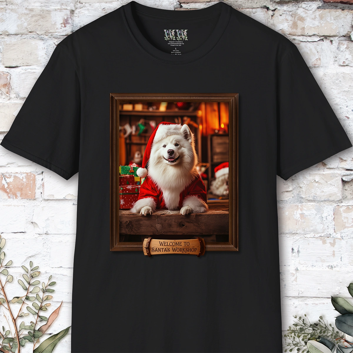Samoyed Santa's Workshop Unisex T shirt