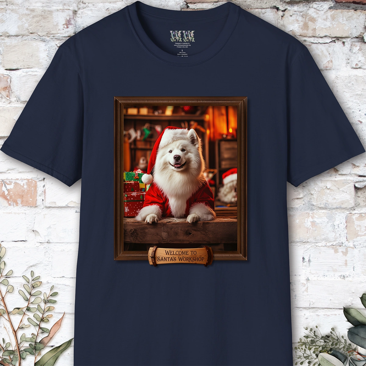 Samoyed Santa's Workshop Unisex T shirt