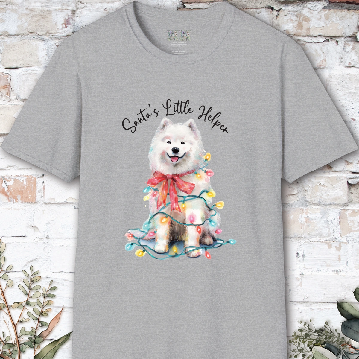 Samoyed Santa's little helper. unisex T shirt
