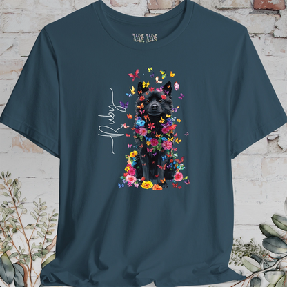 Schipperke #2 Floral Butterfly personalized unisex T shirt