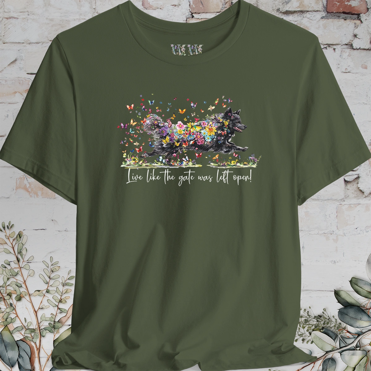 Schipperke #3 'Live like the gate was left open' T shirt