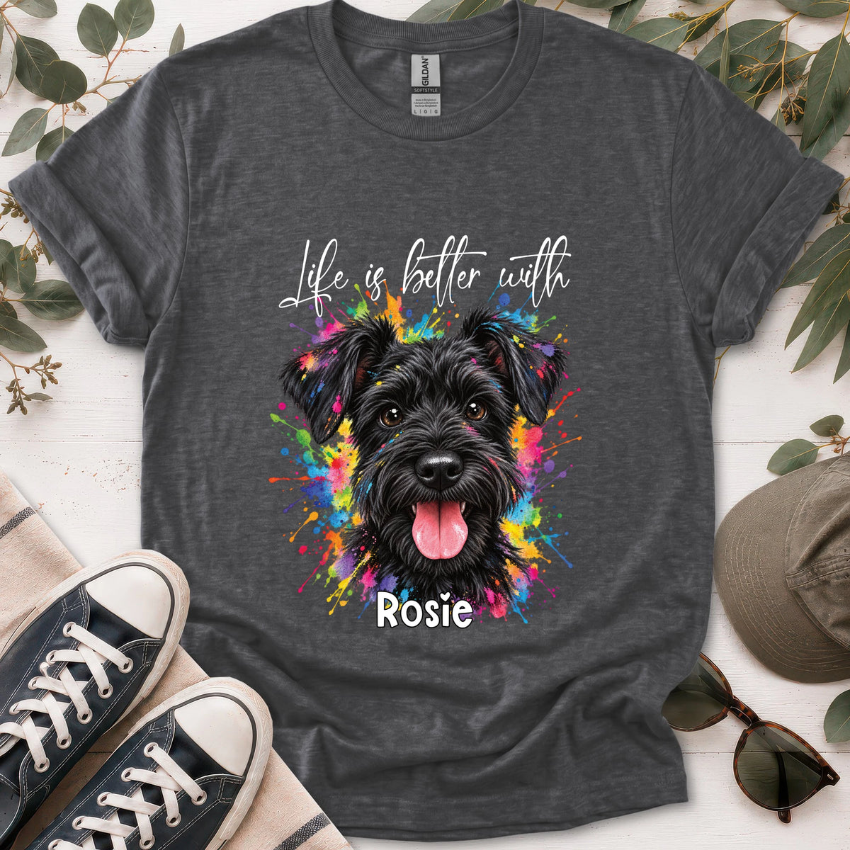 Schnauzer #4, Life is better with, unisex T shirt