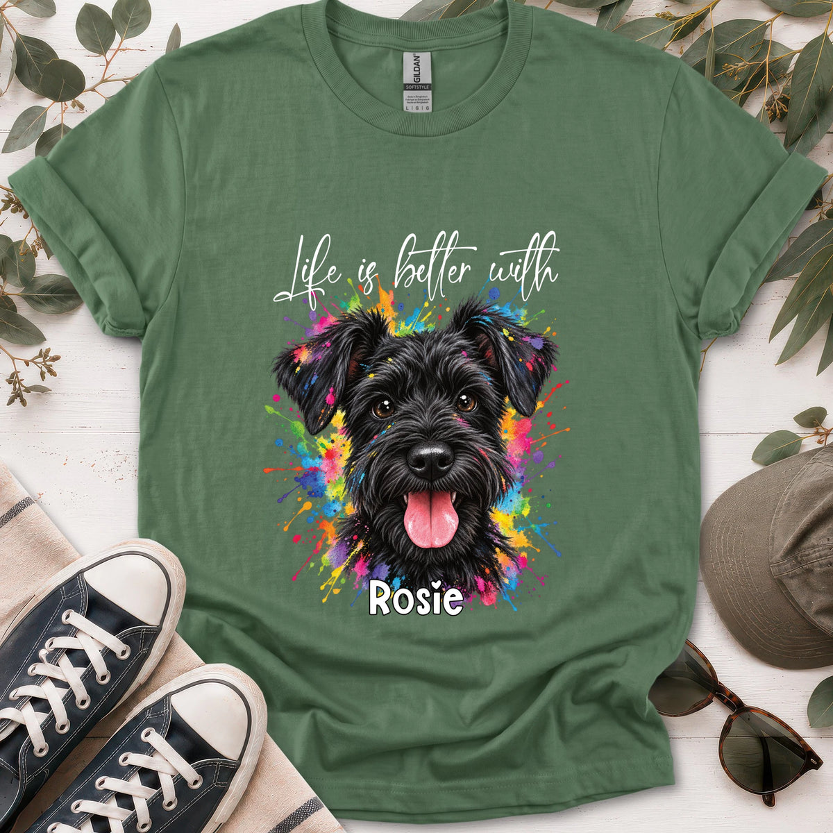 Schnauzer #4, Life is better with, unisex T shirt