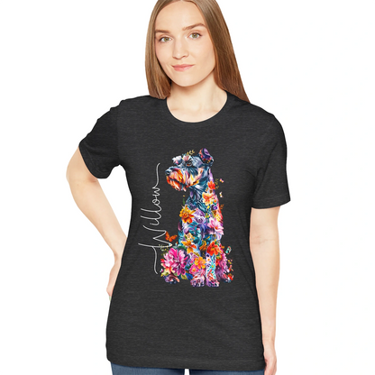 Schnauzer Floral Personalized T shirt