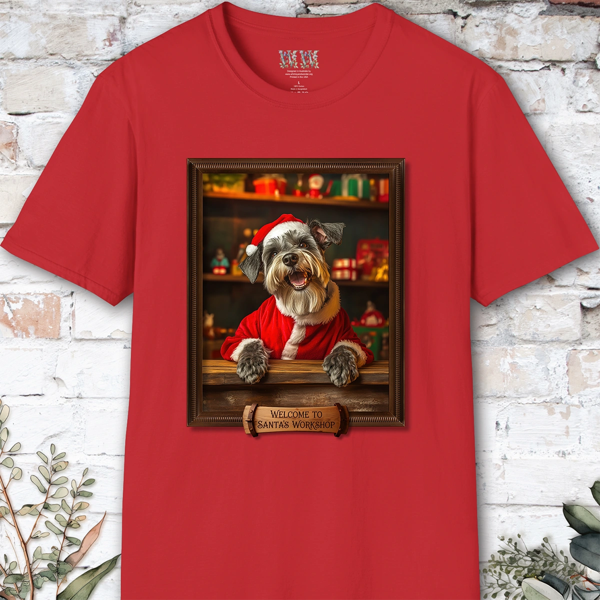 Schnauzer Santa's Workshop Unisex T shirt