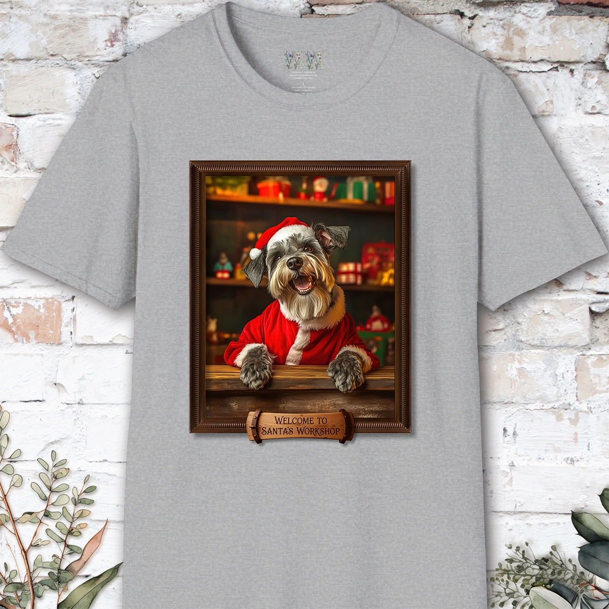 Schnauzer Santa's Workshop Unisex T shirt
