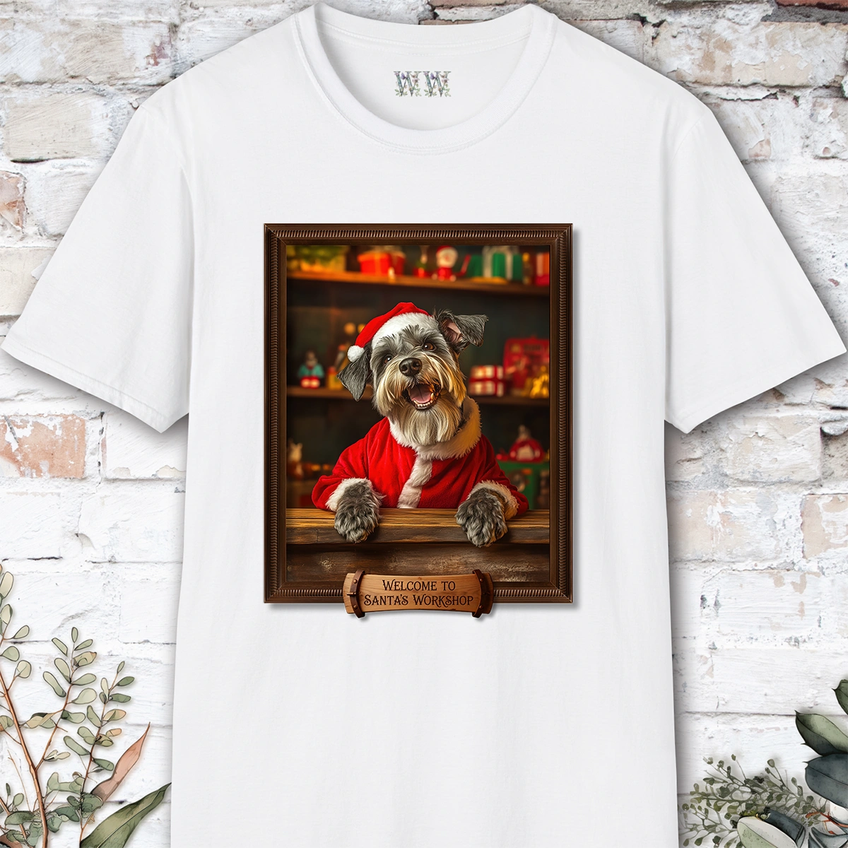 Schnauzer Santa's Workshop Unisex T shirt