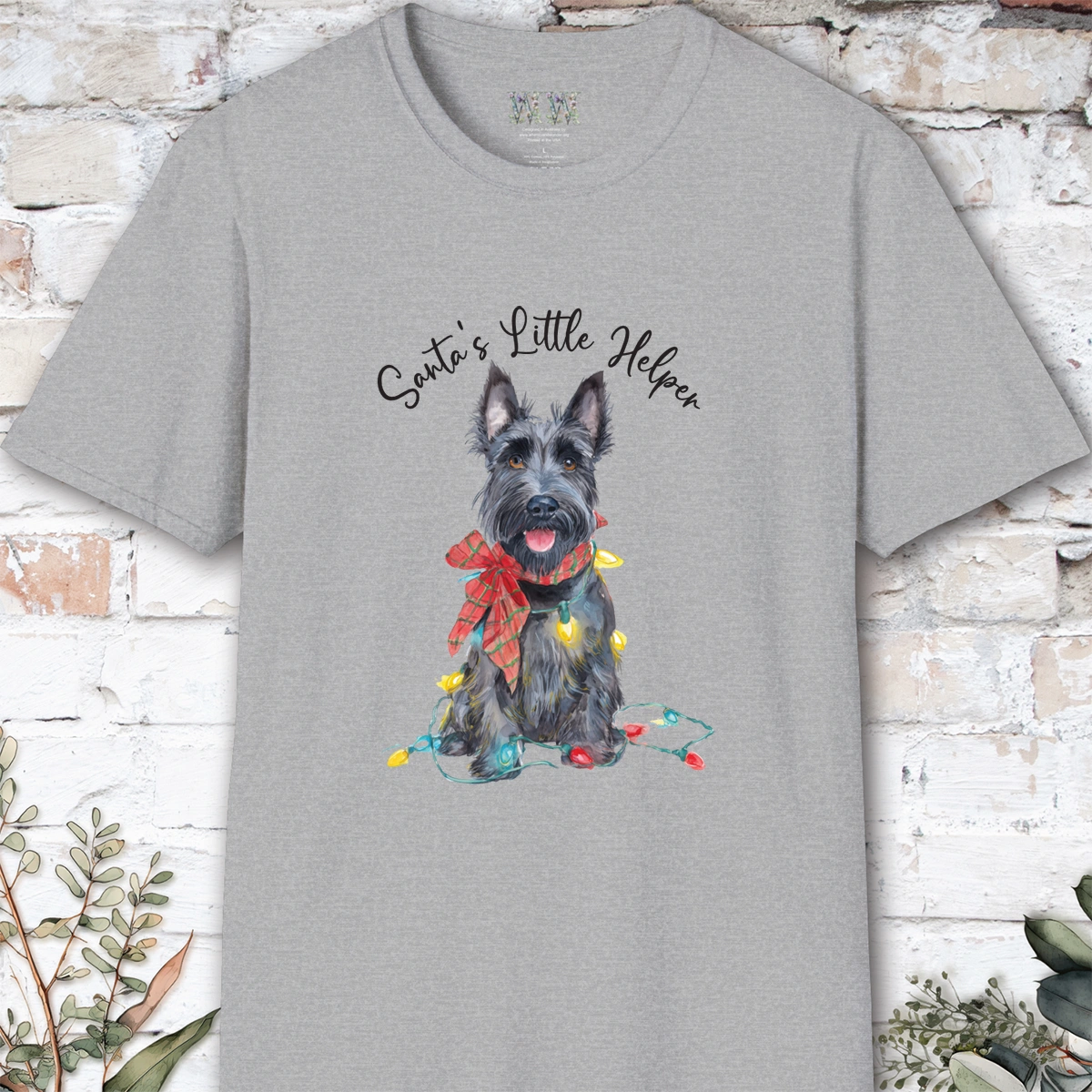 Scottish Terrier Santa's little helper. unisex T shirt