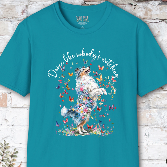 Shetland Sheepdog (Blue Merle Sheltie) #1 "Dance like nobody's watching" unisex T shirt