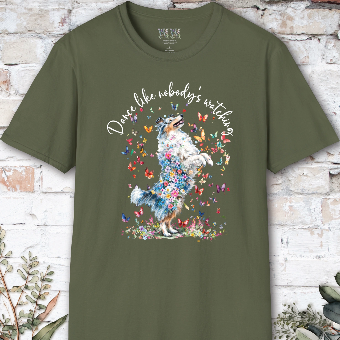 Shetland Sheepdog (Blue Merle Sheltie) #1 "Dance like nobody's watching" unisex T shirt