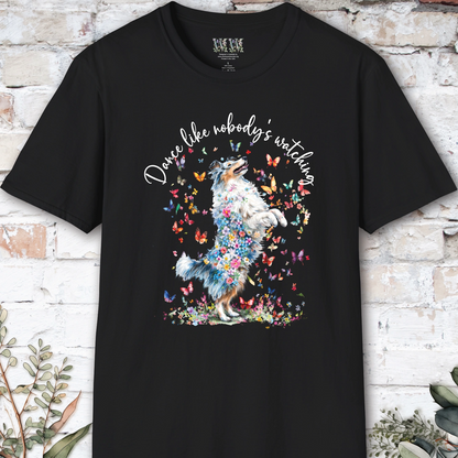 Shetland Sheepdog (Blue Merle Sheltie) #1 "Dance like nobody's watching" unisex T shirt
