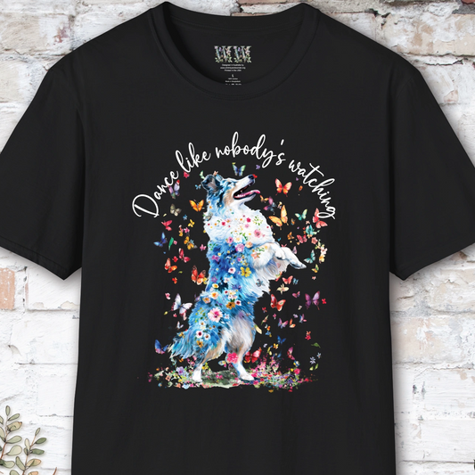 Shetland Sheepdog (Blue Merle Sheltie) #2 "Dance like nobody's watching" unisex T shirt