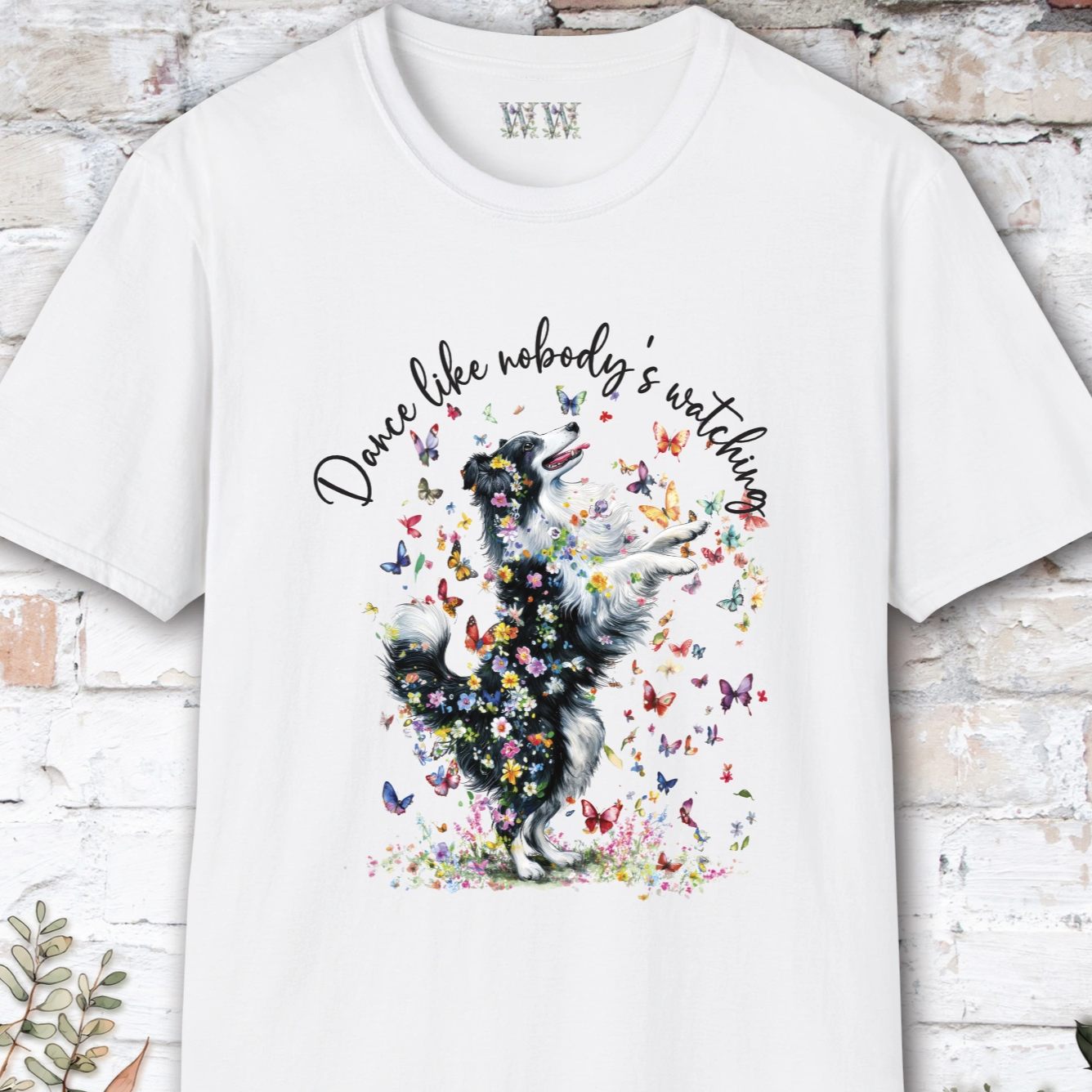 Shetland Sheepdog (Black & White Sheltie) #1 "Dance like nobody's watching" unisex T shirt
