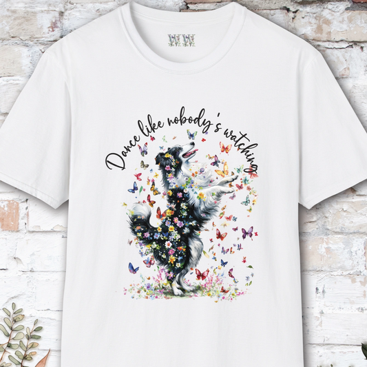 Shetland Sheepdog (Black & White Sheltie) #1 "Dance like nobody's watching" unisex T shirt