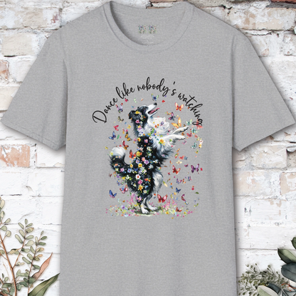 Shetland Sheepdog (Black & White Sheltie) #1 "Dance like nobody's watching" unisex T shirt