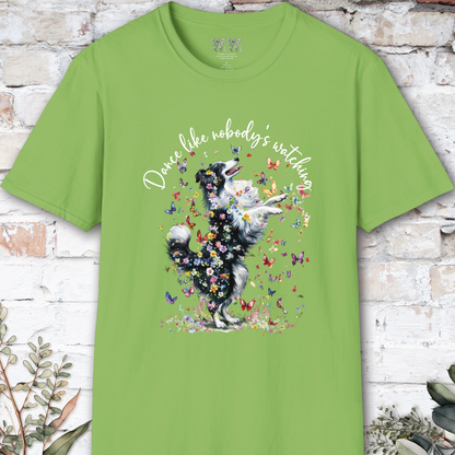 Shetland Sheepdog (Black & White Sheltie) #1 "Dance like nobody's watching" unisex T shirt
