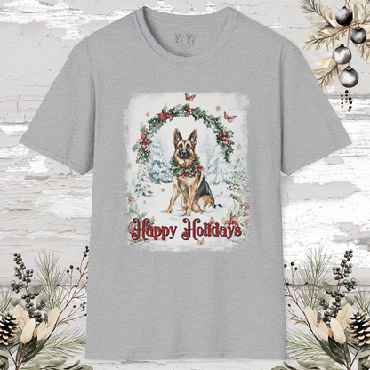 German Shepherd  'Happy Holidays' T shirt.